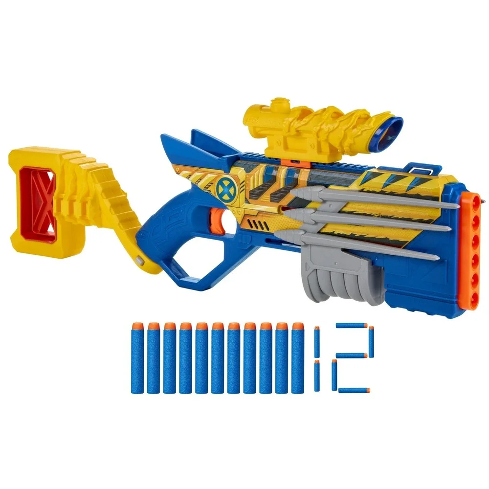 Nerf Elite Marvel X-Men '97 Wolverine Blaster Claw Pump Action Toy 12 Darts
